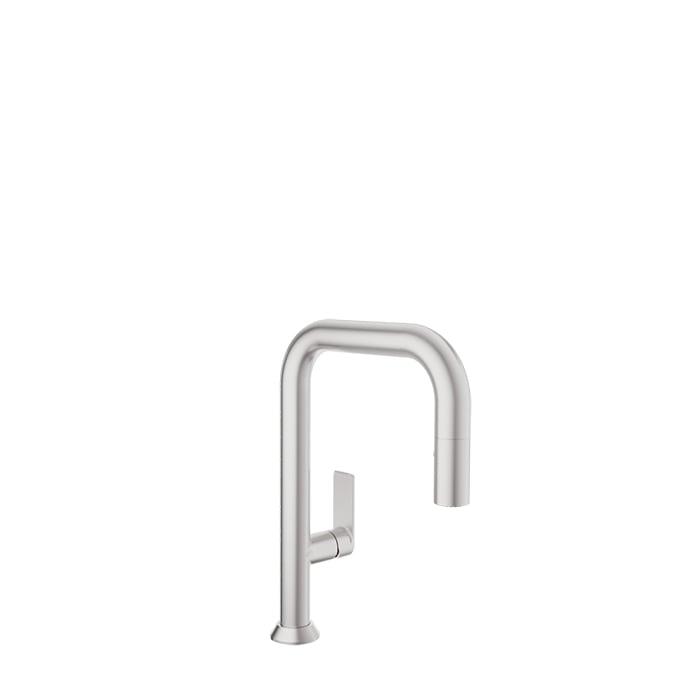 Baril TUBE Single-Hole Bar / Prep Kitchen Faucet with 2-function Pull-Down Spray CUI-9352-02L in Stainless Steel