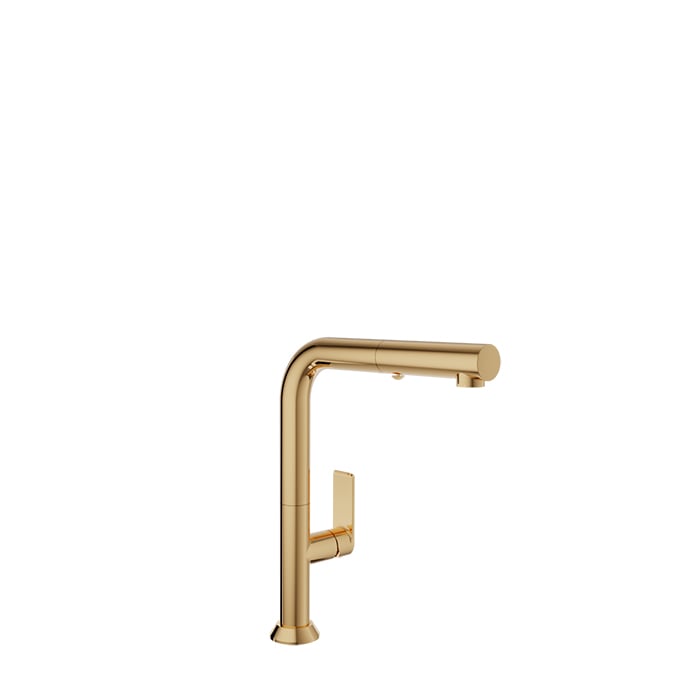 Baril TUBE Single-Hole Kitchen Faucet with 2-function Pull-Down Spray CUI-9355-02L in Gold