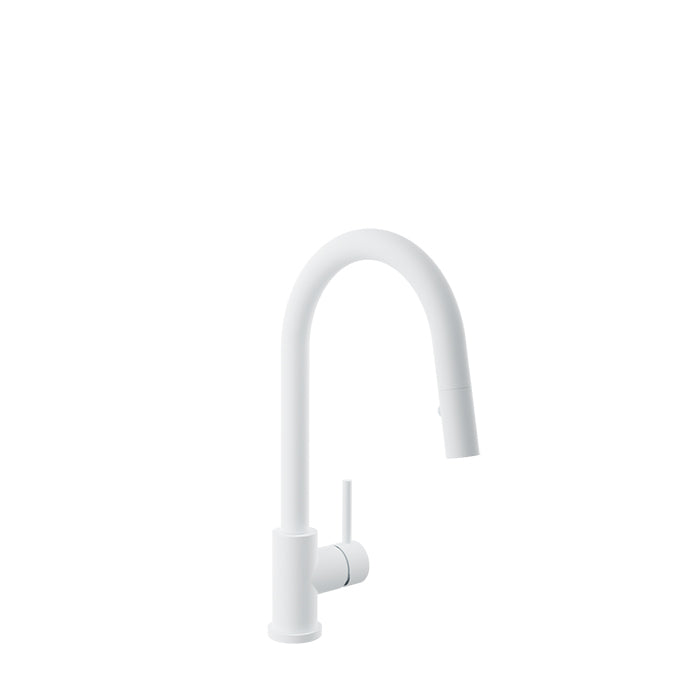 Baril UNICK Single-Hole Kitchen Faucet with Single Lever and 2-function Pull-Down Spray CUI-9540-35L in White
