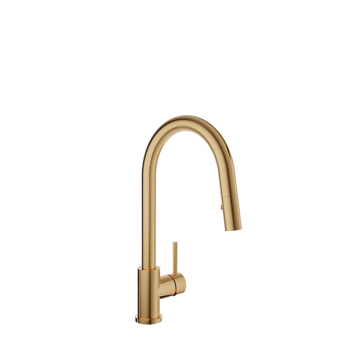 Baril UNICK Single-Hole Kitchen Faucet with Single Lever and 2-function Pull-Down Spray CUI-9540-35L in Gold