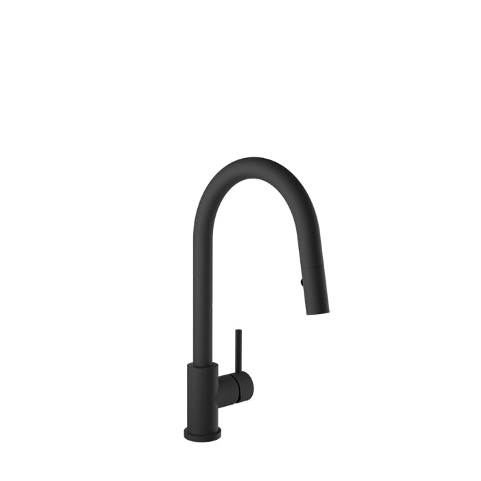 Baril UNICK Single-Hole Kitchen Faucet with Single Lever and 2-function Pull-Down Spray CUI-9540-35L in Matte Black
