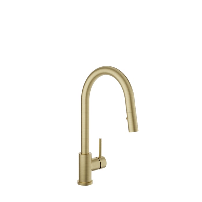 Baril UNICK Single-Hole Kitchen Faucet with Single Lever and 2-function Pull-Down Spray CUI-9540-35L in Satin Brass