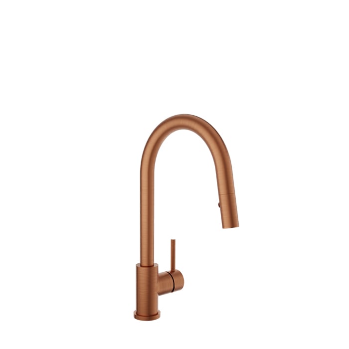 Baril UNICK Single-Hole Kitchen Faucet with Single Lever and 2-function Pull-Down Spray CUI-9540-35L in Satin Copper