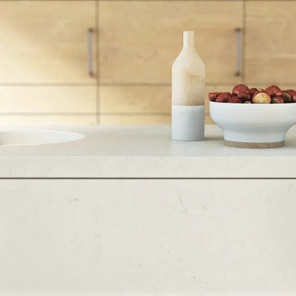 Caesarstone 5141 Frosty Carrina Ivory White Quartz with Grey Veins - Plumbing Market