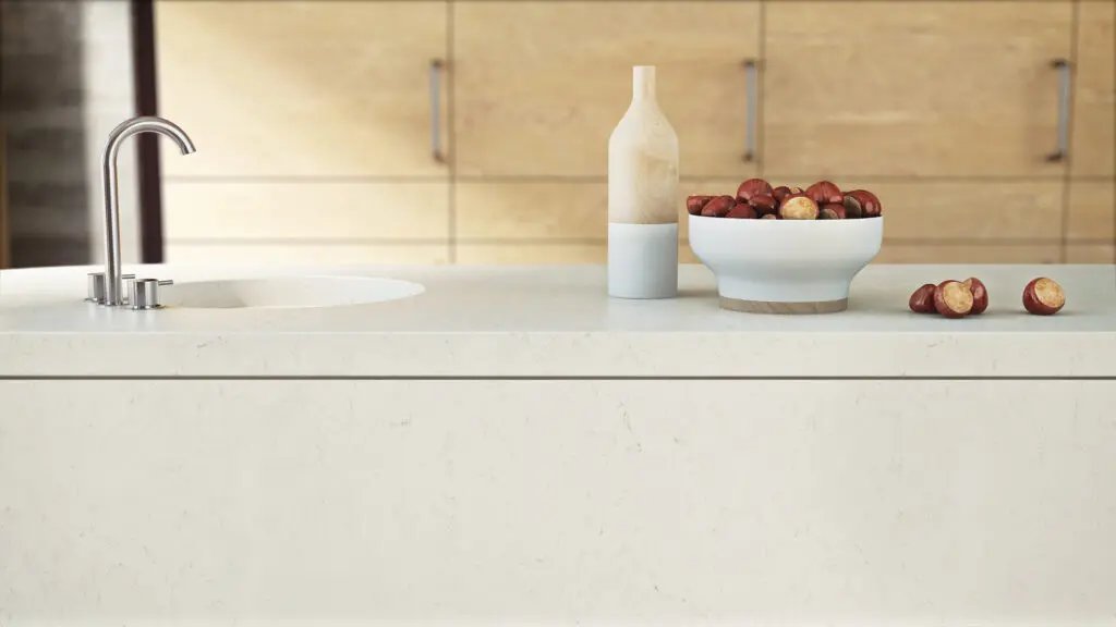 Caesarstone 5141 Frosty Carrina Ivory White Quartz with Grey Veins - Plumbing Market