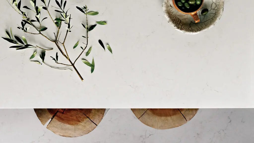 Caesarstone 5141 Frosty Carrina Ivory White Quartz with Grey Veins - Plumbing Market