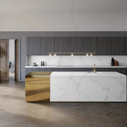 Caesarstone 5151 Empira White Polished White Quartz with Subtle Veining - Plumbing Market