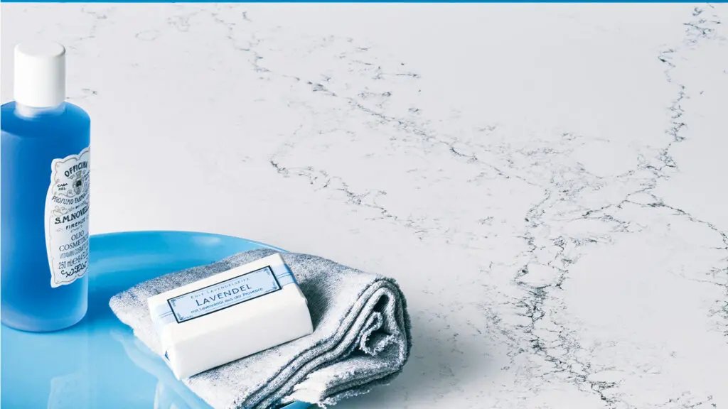 Caesarstone 5151 Empira White Polished White Quartz with Subtle Veining - Plumbing Market