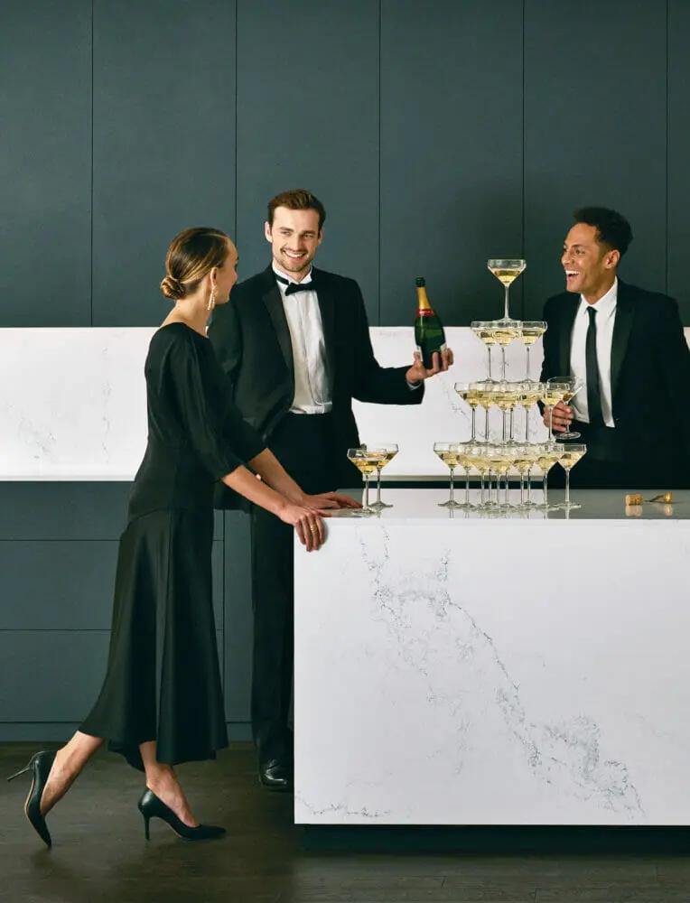 Caesarstone 5151 Empira White Polished White Quartz with Subtle Veining - Plumbing Market