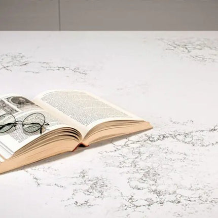 Caesarstone 5151 Empira White Polished White Quartz with Subtle Veining - Plumbing Market