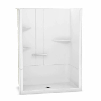 Camelia SH-6034 Acrylic Alcove Right-Hand Drain Two-Piece Shower in White - Plumbing Market