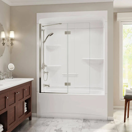 Camelia TSR-6032 Acrylic Alcove Right-Hand Drain Three-Piece Tub Shower in White - Plumbing Market