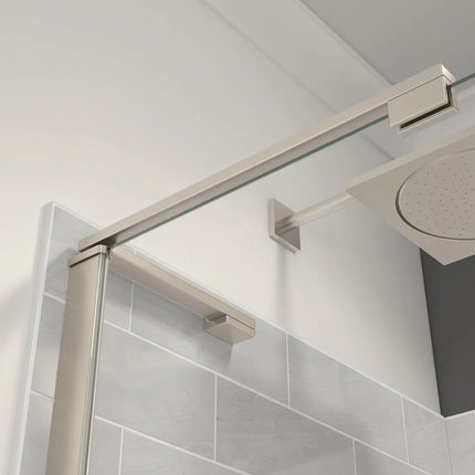 Capella 78 32 ½-35 ½ x 78 in. 8 mm Pivot Shower Door for Alcove Installation with GlassShield® glass in Brushed Nickel - Plumbing Market