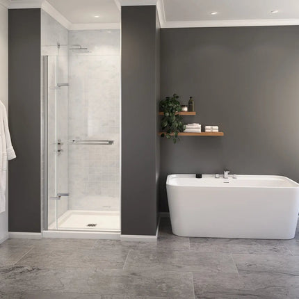 Capella 78 32 ½-35 ½ x 78 in. 8 mm Pivot Shower Door for Alcove Installation with GlassShield® glass in Chrome - Plumbing Market