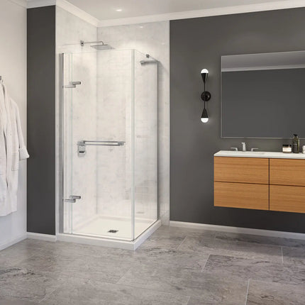 Capella 78 32 ½-35 ½ x 78 in. 8 mm Pivot Shower Door for Alcove Installation with GlassShield® glass in Chrome - Plumbing Market