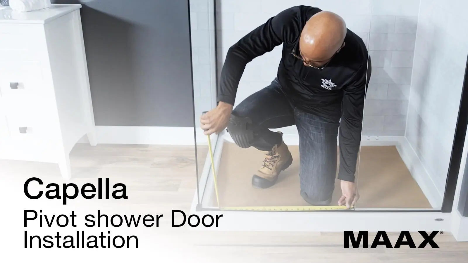 Capella 78 32 ½-35 ½ x 78 in. 8 mm Pivot Shower Door for Alcove Installation with GlassShield® glass in Matte Black - Plumbing Market