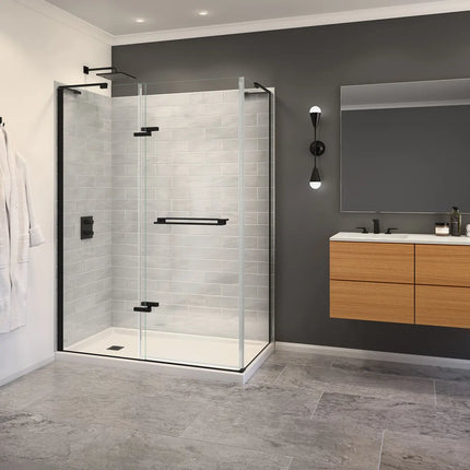 Capella 78 56-59 x 78 in. 8 mm Pivot Shower Door for Alcove Installation with GlassShield® glass in Matte Black - Plumbing Market