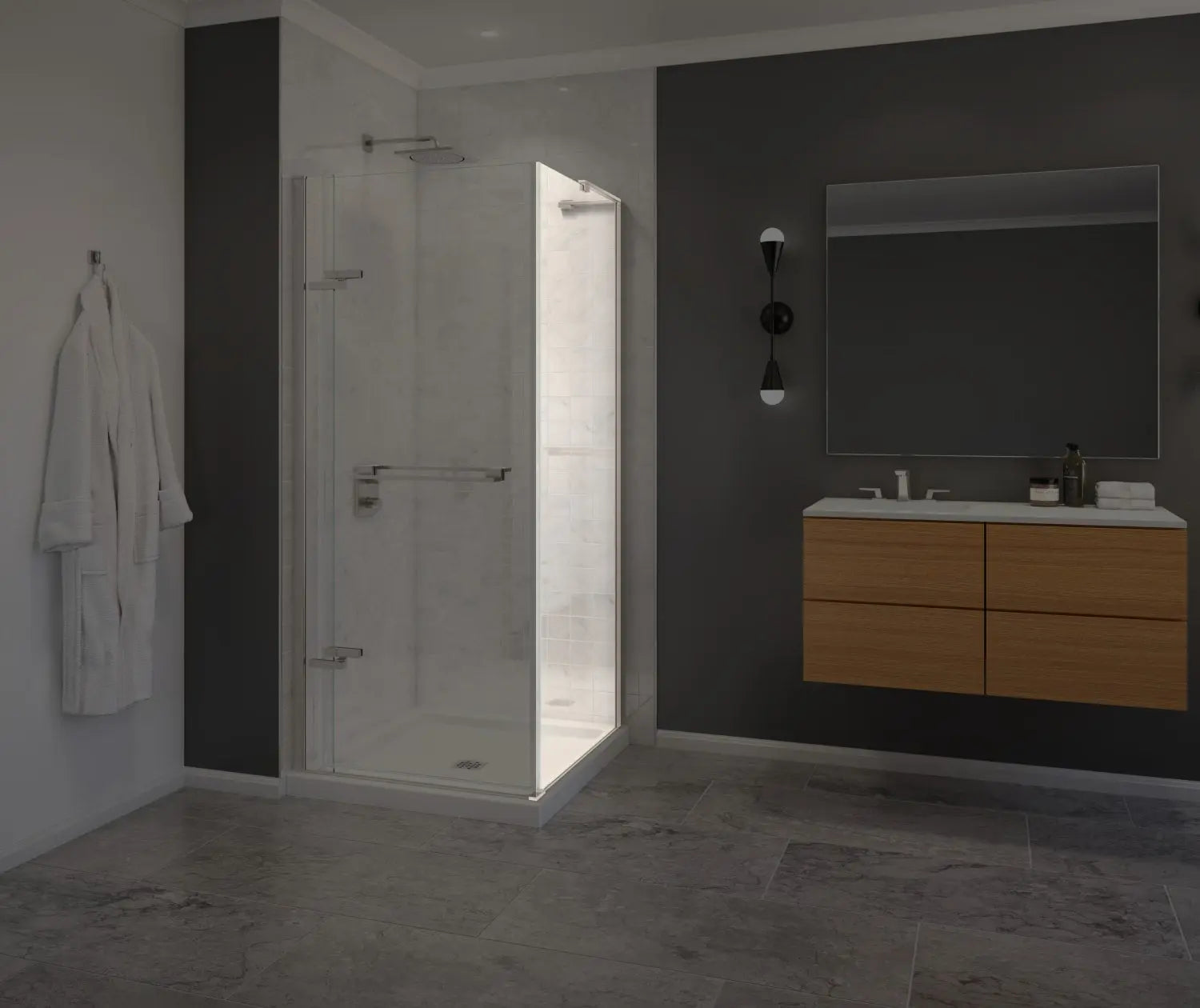 Capella 78 Return Panel for 32 in. Base with GlassShield® glass in Brushed Nickel - Plumbing Market