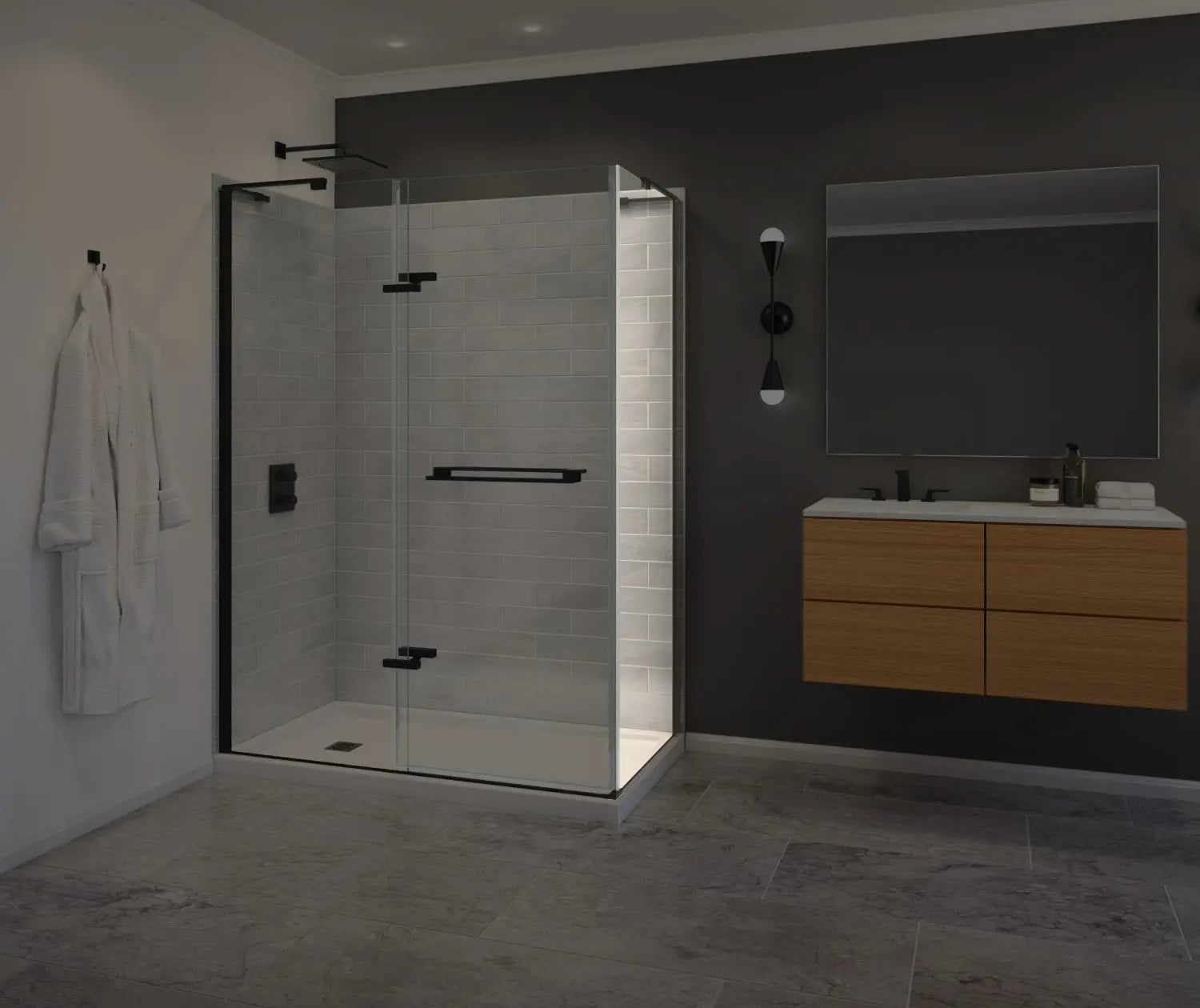 Capella 78 Screen and Return Panel for 36 in. Base with GlassShield® glass in Matte Black - Plumbing Market