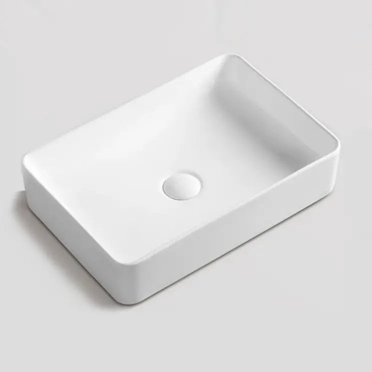 Ceramic square vessel sink  Matte White 20" x 13 3/8" x 4 1/3"