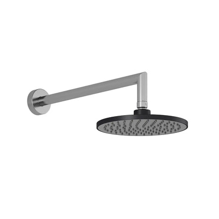 Kalia KONTOUR 200mm (7 ⅞'') Rainhead and 356mm (14'') 90 Degrees Wallarm Black/Chrome BF1387-150 - Plumbing Market