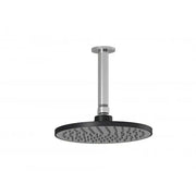 Kalia KONTOUR 200mm (7 ⅞'') Rainhead and 153mm (6'') Vertical Ceiling Arm Black/Chrome BF1389-150 - Plumbing Market