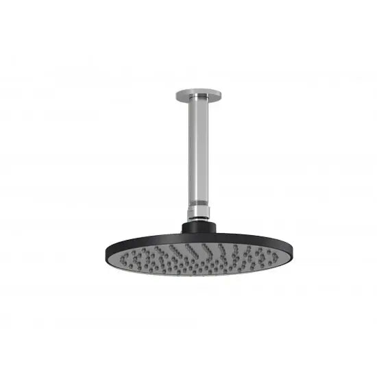 Kalia KONTOUR 200mm (7 ⅞'') Rainhead and 153mm (6'') Vertical Ceiling Arm Black/Chrome BF1389-150 - Plumbing Market