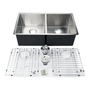 Cleo 33 Inch Mission Undermount Kitchen Sink Double Bowl 16 gauge - Plumbing Market