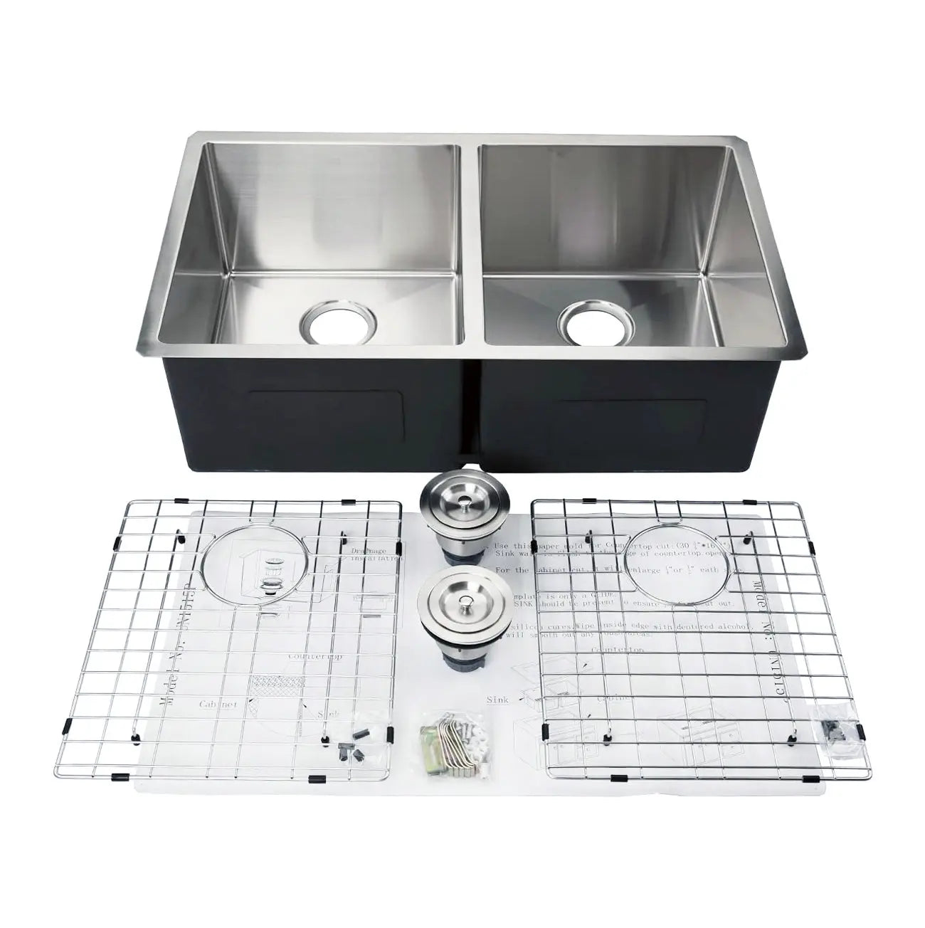 Cleo 33 Inch Mission Undermount Kitchen Sink Double Bowl 16 gauge - Plumbing Market
