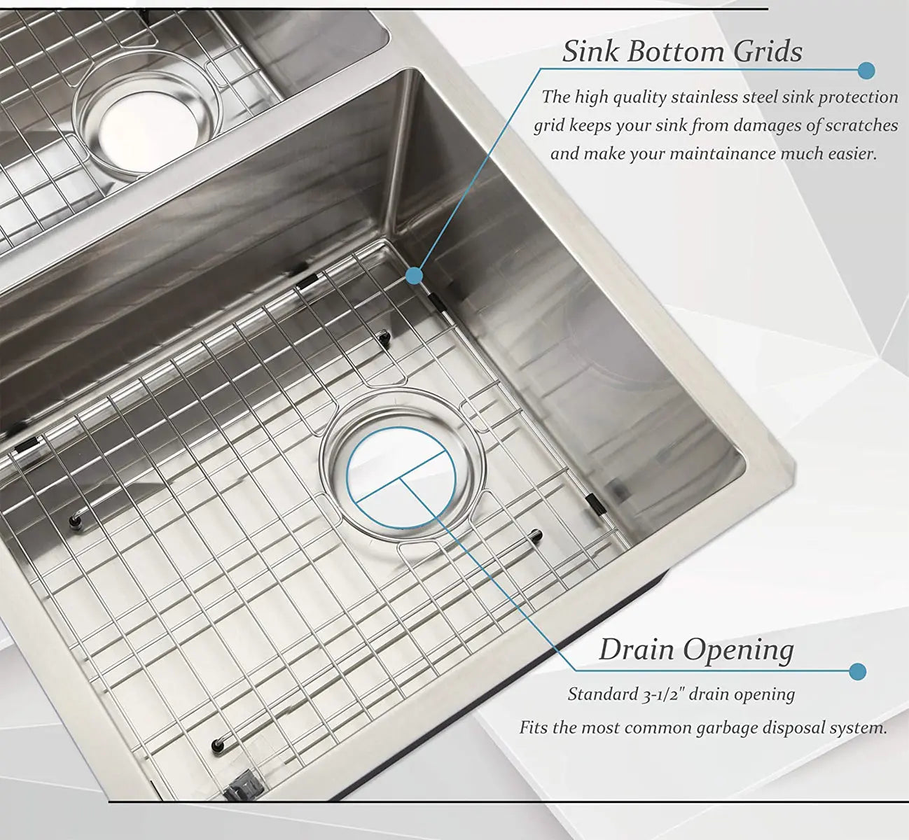 Cleo 33 Inch Mission Undermount Kitchen Sink Double Bowl 16 gauge - Plumbing Market