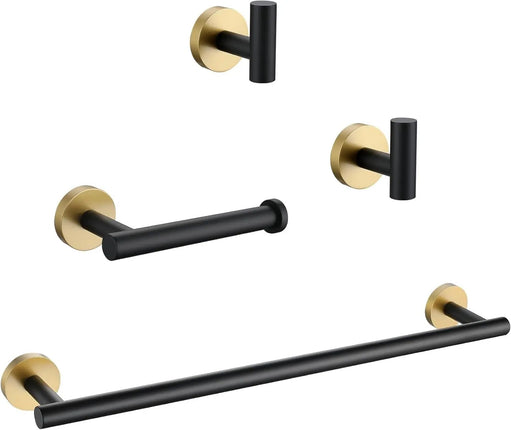 Cleo 4-Piece Bathroom Hardware Set Stainless Steel Black and Gold - Plumbing Market