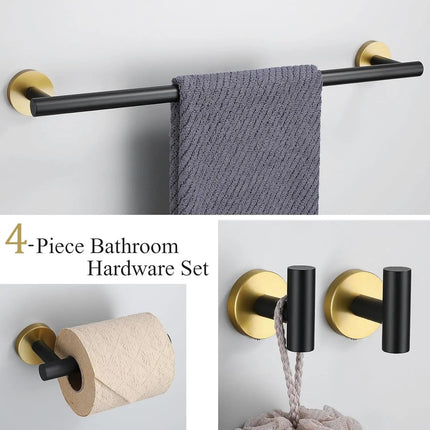 Cleo 4-Piece Bathroom Hardware Set Stainless Steel Black and Gold - Plumbing Market