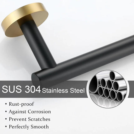 Cleo 4-Piece Bathroom Hardware Set Stainless Steel Black and Gold - Plumbing Market