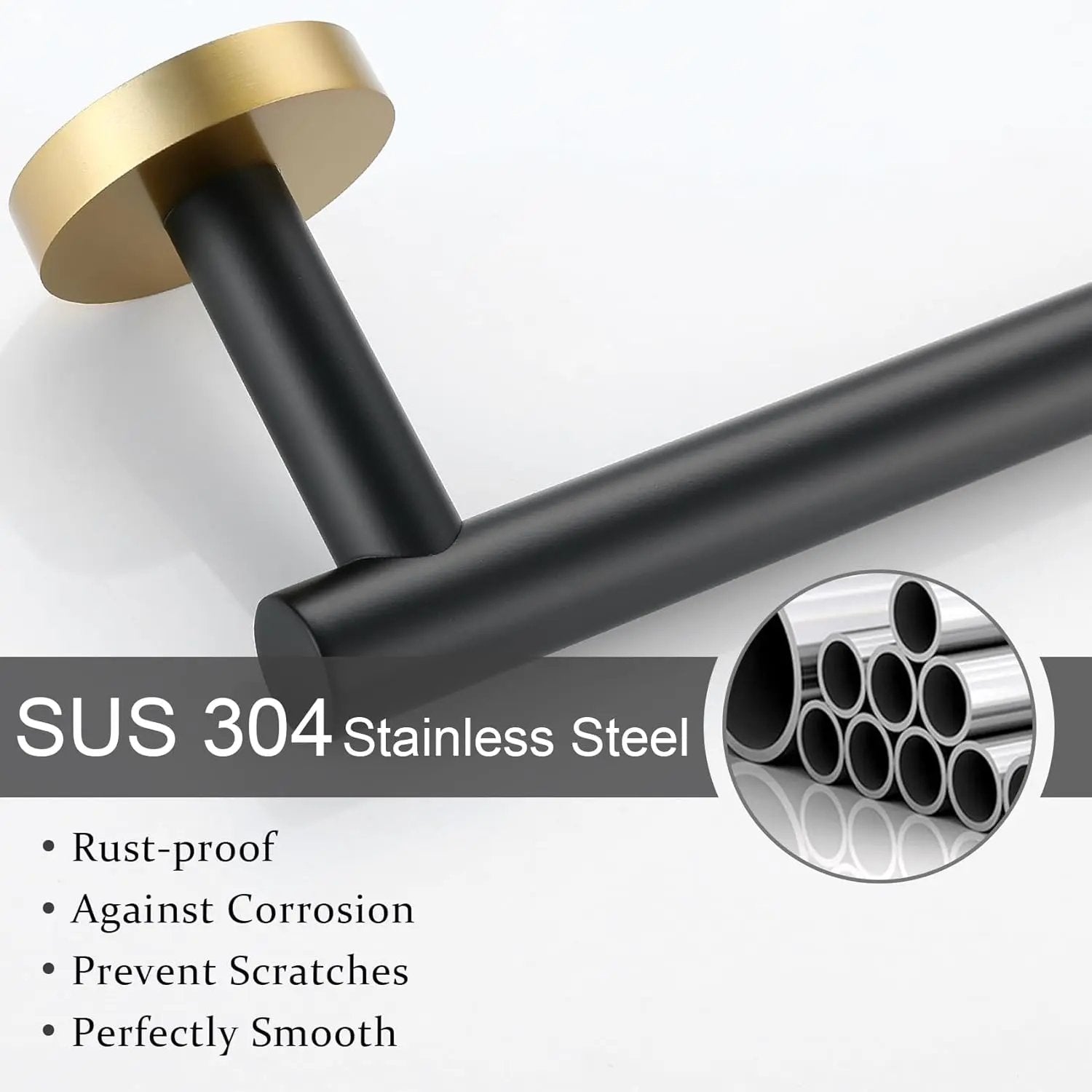 Cleo 4-Piece Bathroom Hardware Set Stainless Steel Black and Gold - Plumbing Market