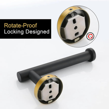 Cleo 4-Piece Bathroom Hardware Set Stainless Steel Black and Gold - Plumbing Market