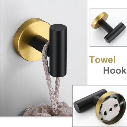 Cleo 4-Piece Bathroom Hardware Set Stainless Steel Black and Gold - Plumbing Market