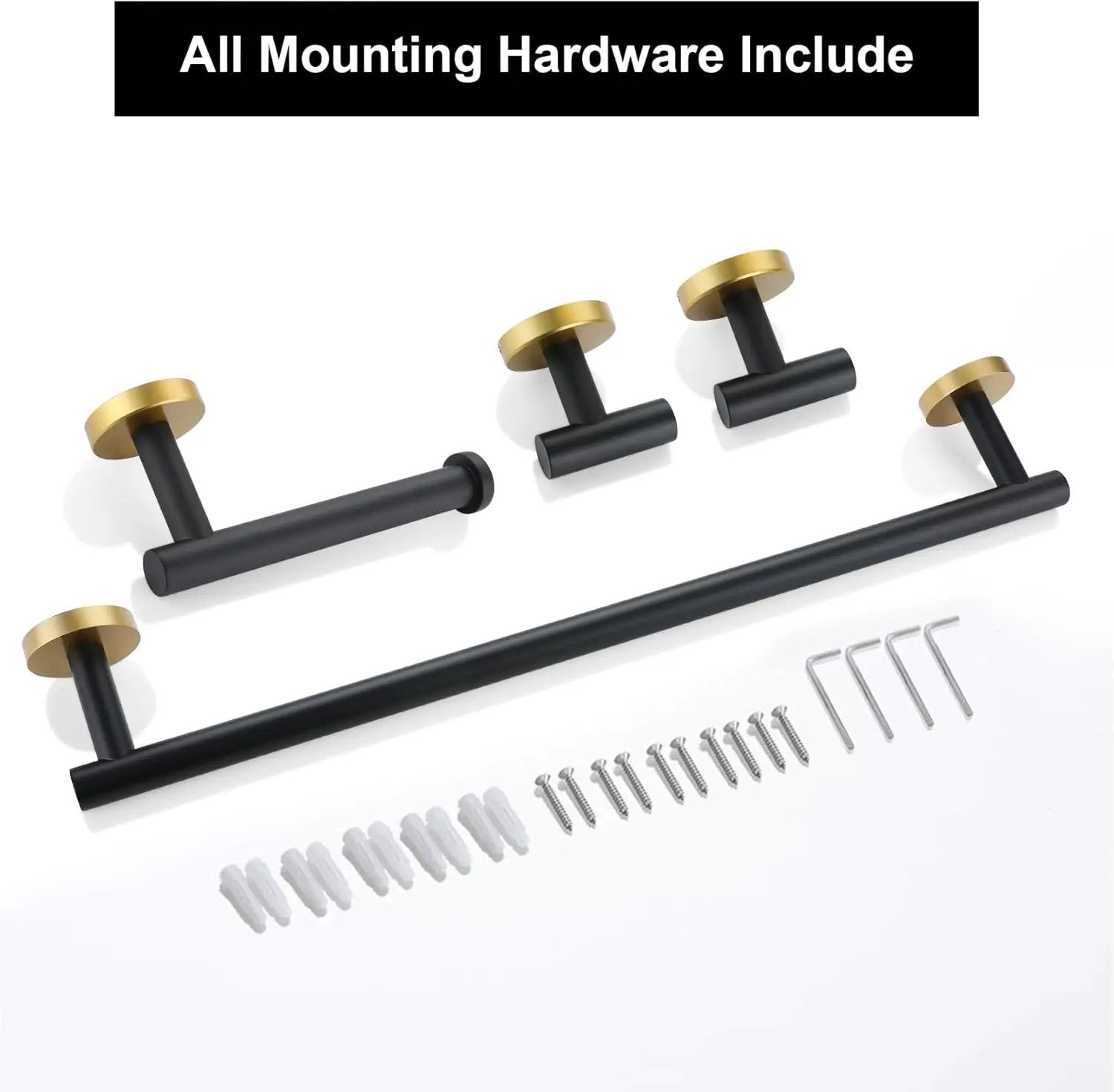Cleo 4-Piece Bathroom Hardware Set Stainless Steel Black and Gold - Plumbing Market