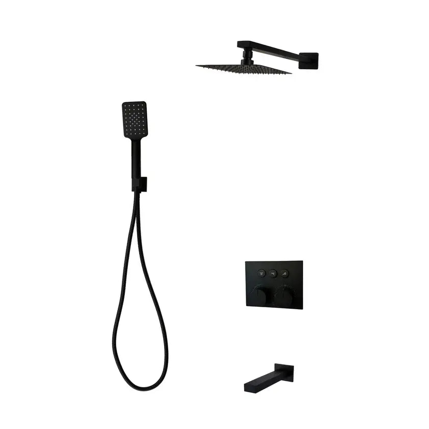 Cleo Diamond Push-button Three Way Thermostatic System - Kit 4 - Plumbing Market