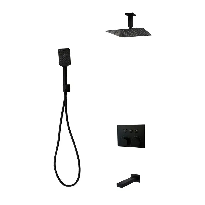 Cleo Diamond Push-button Three Way Thermostatic System - Kit 4 - Plumbing Market