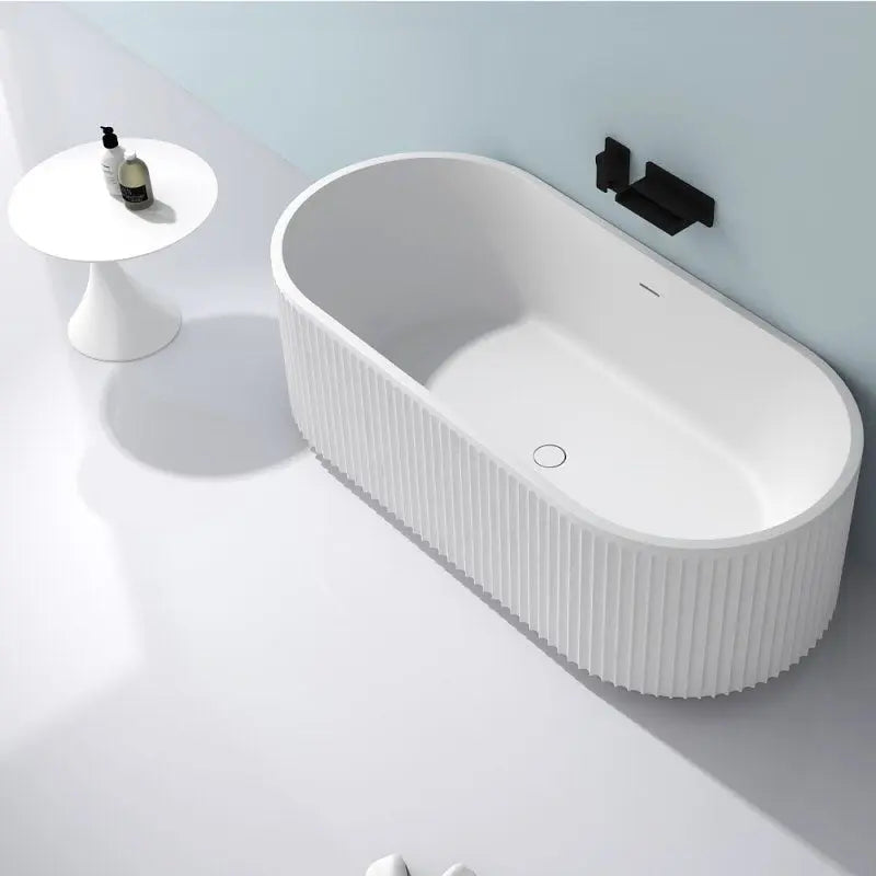 Cleo Doric 60x30 Glossy White One Piece Freestanding Bathtub - Plumbing Market