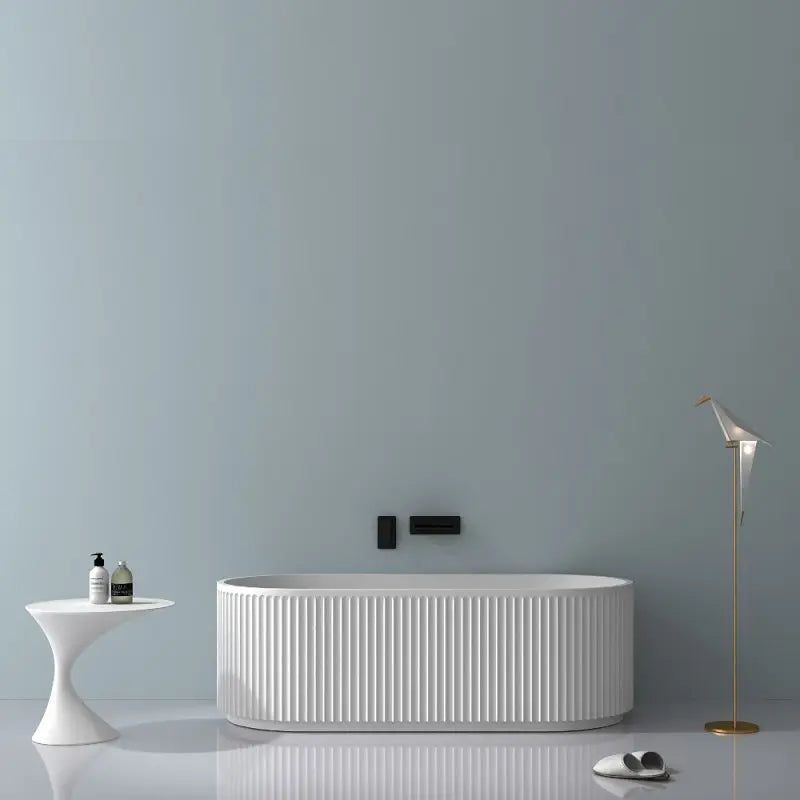 Cleo Doric 60x30 Glossy White One Piece Freestanding Bathtub - Plumbing Market