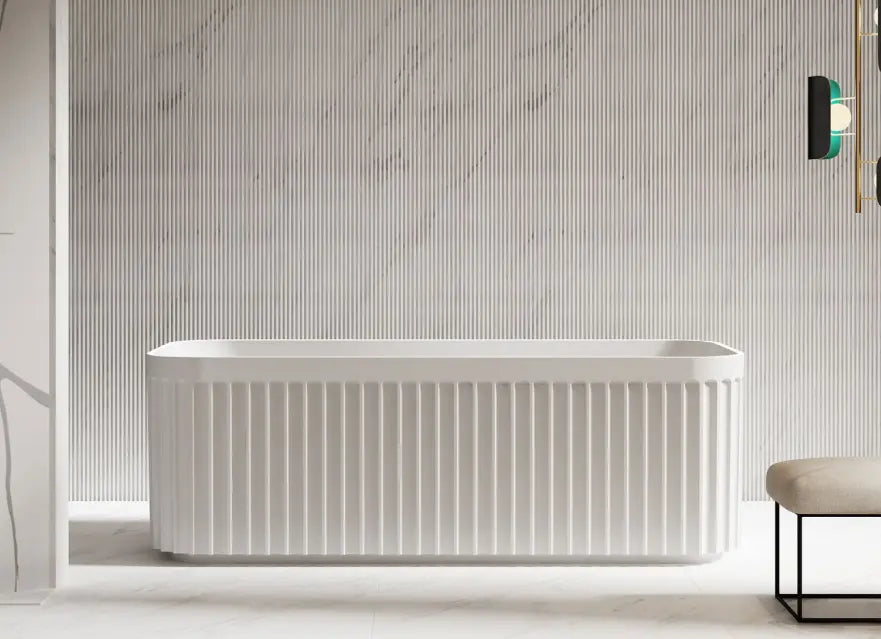 Cleo Doric Glossy White One Piece Freestanding Bathtub - Plumbing Market