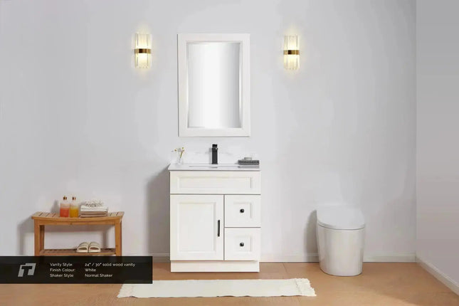 Cleo Hampton 24" Bevel Shaker Left Door Bathroom Vanity With Countertop - Plumbing Market