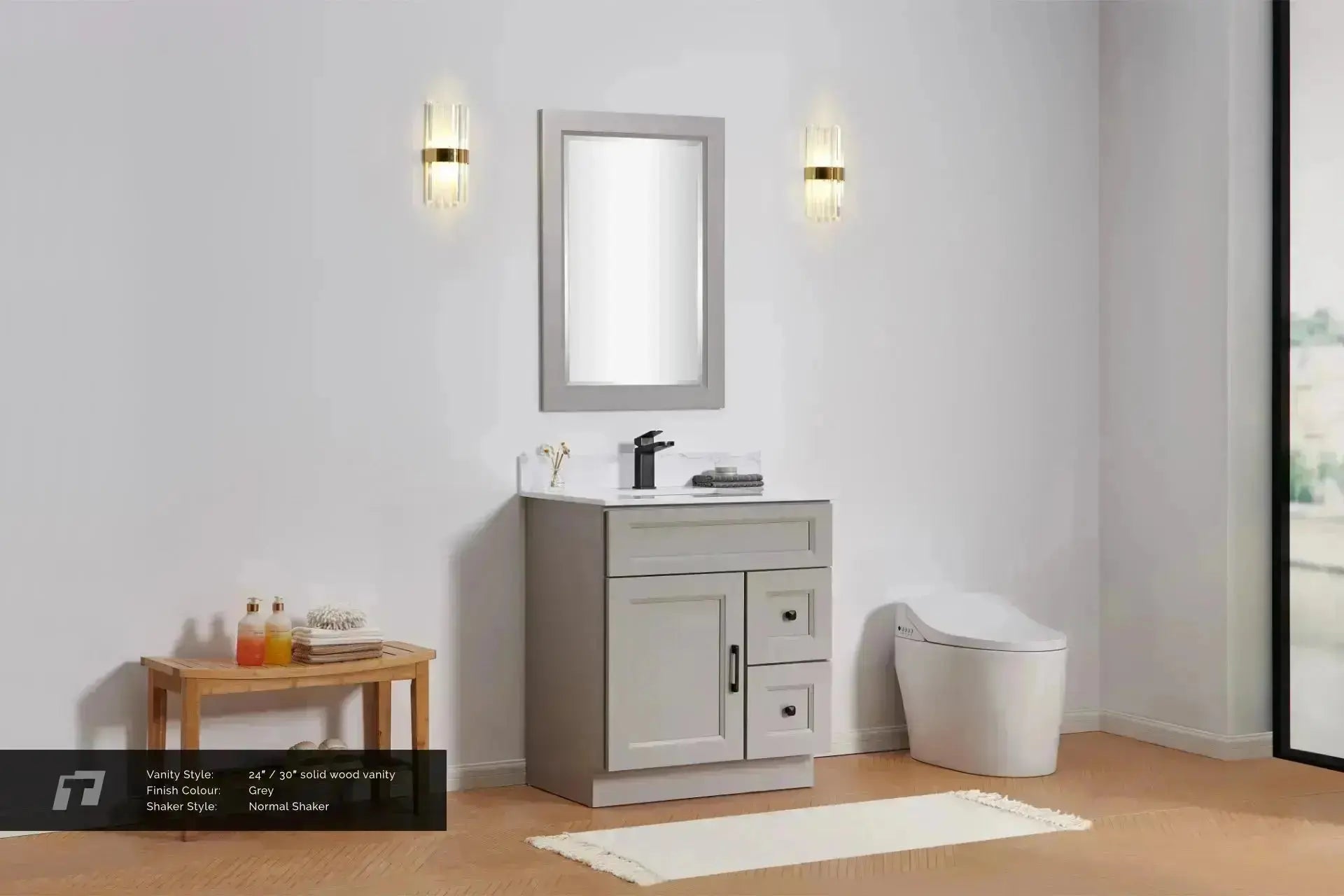 Cleo Hampton 24" Bevel Shaker Left Door Bathroom Vanity With Countertop - Plumbing Market