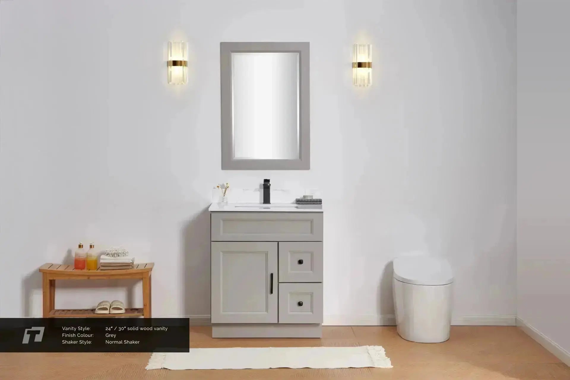 Cleo Hampton 24" Bevel Shaker Left Door Bathroom Vanity With Countertop - Plumbing Market