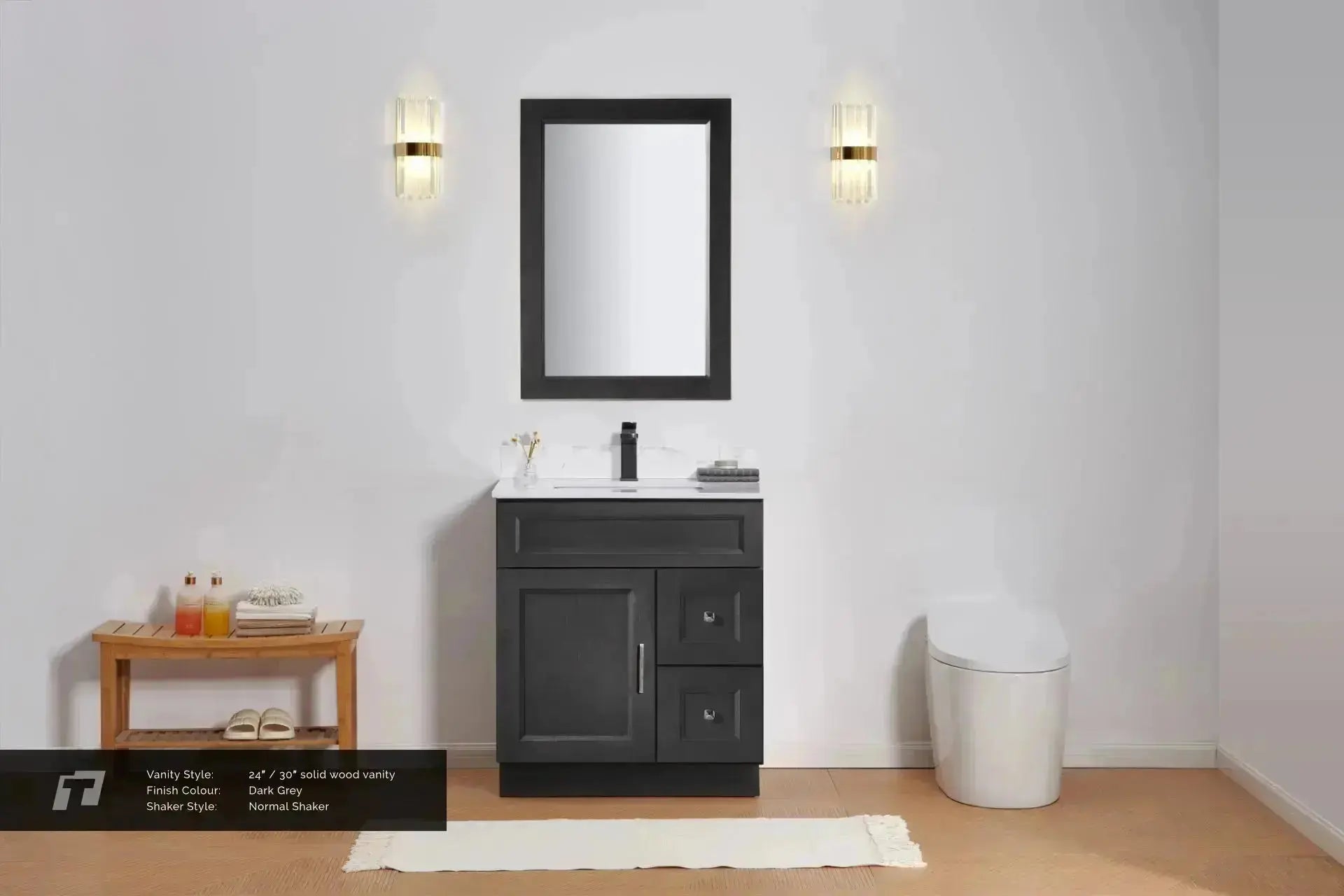 Cleo Hampton 24" Bevel Shaker Left Door Bathroom Vanity With Countertop - Plumbing Market