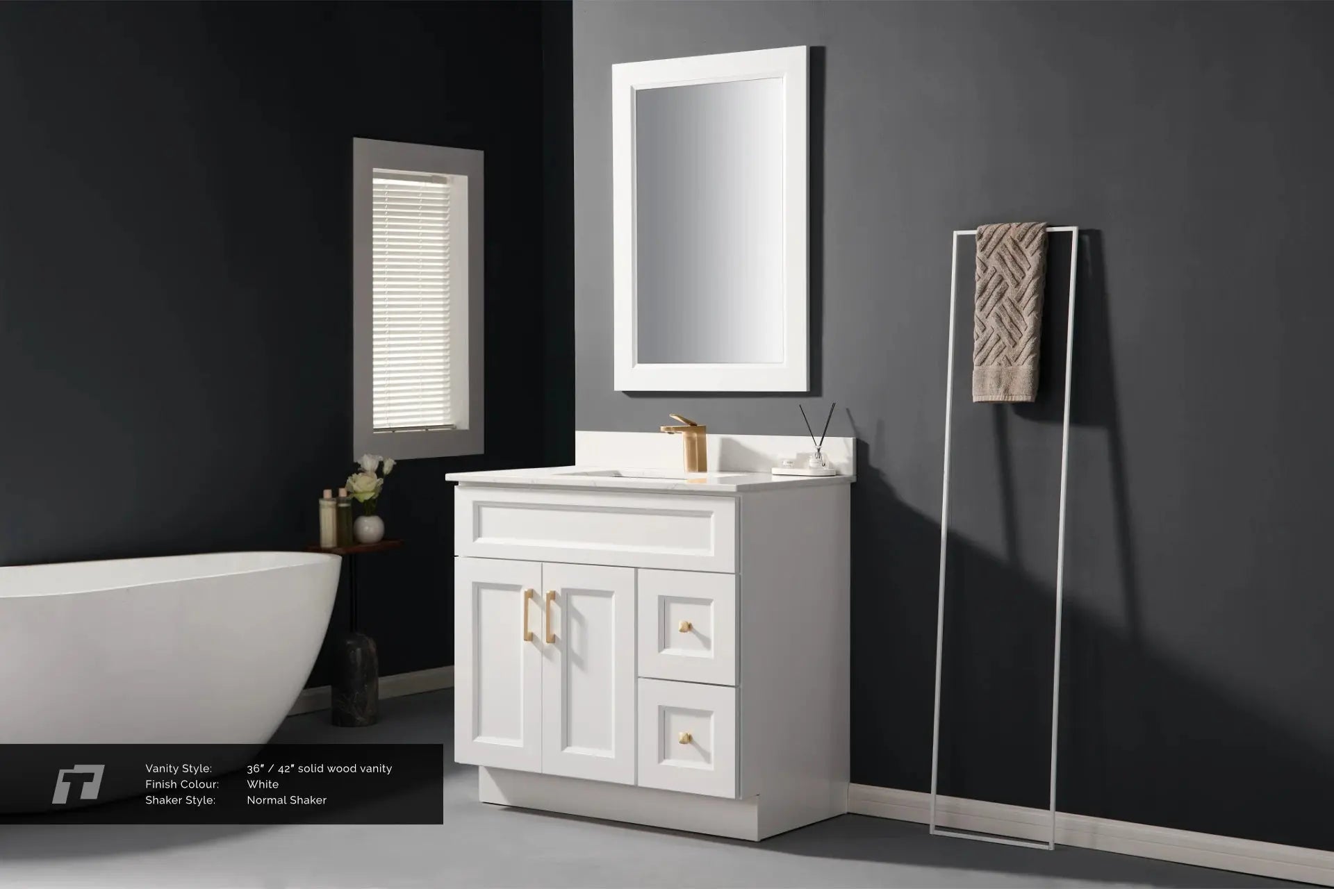 Cleo Hampton 42" Bevel Shaker Left Door Bathroom Vanity With Countertop - Plumbing Market