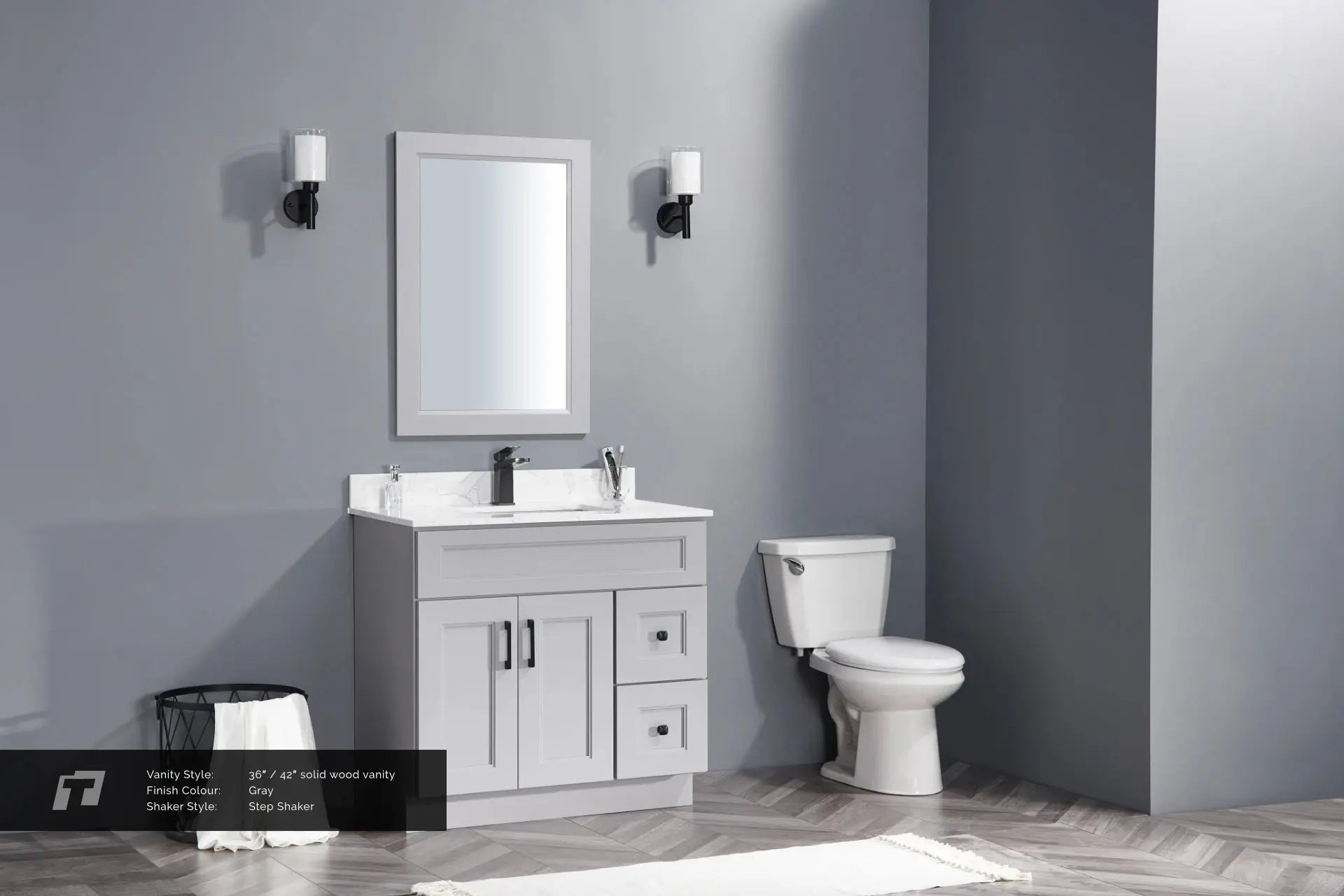 Cleo Hampton 42" Bevel Shaker Left Door Bathroom Vanity With Countertop - Plumbing Market