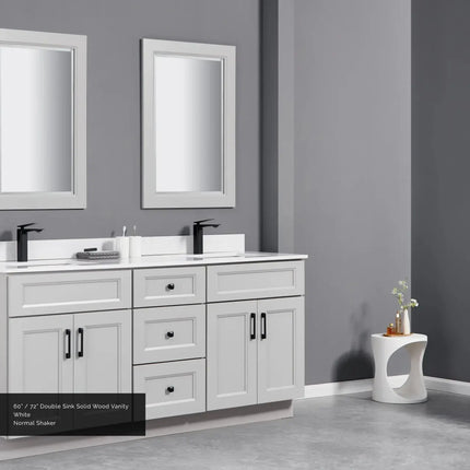 Cleo Hampton 60" Bevel Shaker Double Sink Solid Wood Bathroom Vanity With Countertop - Plumbing Market
