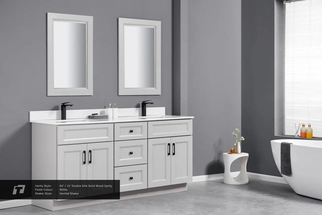 Cleo Hampton 60" Bevel Shaker Double Sink Solid Wood Bathroom Vanity With Countertop - Plumbing Market